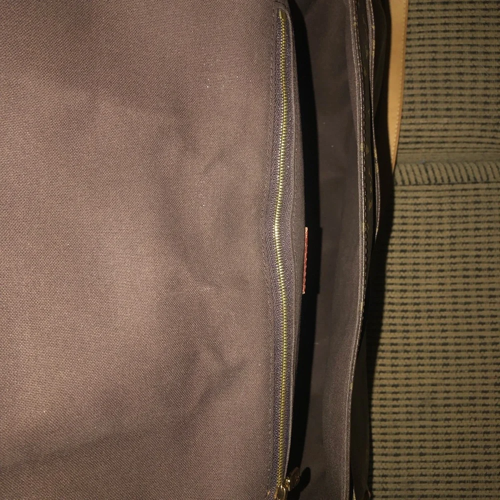 Louis Vuitton Menilmontant MM Brown Monogram Canvas Crossbody with Tan Trim